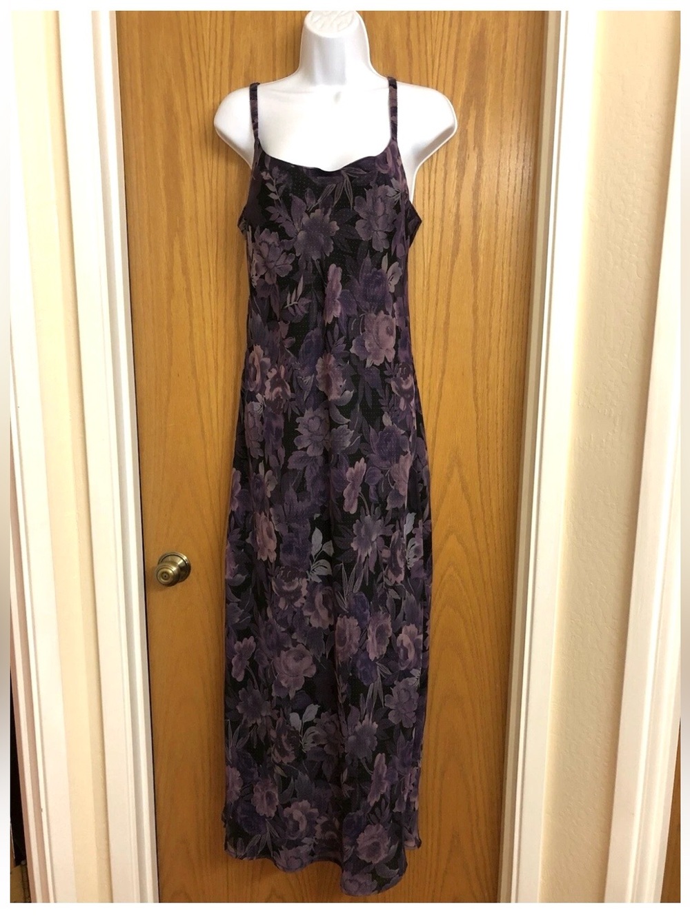 New Women Vintage Double Sided Believe  Purple Floral Maxi Dress size 6